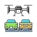 traffic monitoring drone color icon vector illustration