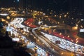 Traffic with motion cars on multilevel highway