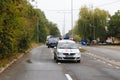 Police car escorting an ambulance to an accident Royalty Free Stock Photo