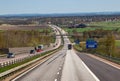 Traffic on motorway E6-E20 in Halland, Sweden. Royalty Free Stock Photo