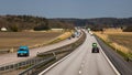 Traffic on motorway E6-E20 in Halland Sweden Royalty Free Stock Photo