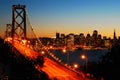 San Francisco Bay Bridge at dusk Royalty Free Stock Photo