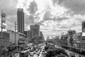 Traffic moves slowly along a busy road in Bangkok, Thailand Royalty Free Stock Photo