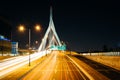 Traffic moving over the Leonard P. Zakim Bunker Hill Memorial Br Royalty Free Stock Photo