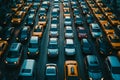 Traffic on a multi-lane road in the center of a large metropolis city Royalty Free Stock Photo