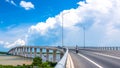 Traffic My Loi bridge on Mekong River in morning.