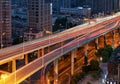 Traffic Night on Elevated Highway in Shanghai