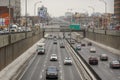 Traffic at noon time in Montreal`s highway 15