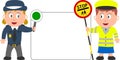 Traffic Officers and Banner Royalty Free Stock Photo