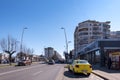Traffic on one of the main streets in the center of Bacau, a city in north-east Romania Royalty Free Stock Photo