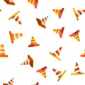 Traffic Orange Cones Vector Seamless Pattern