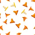 Traffic Orange Cones Vector Seamless Pattern