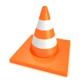 Traffic orange road under construction cone on white background