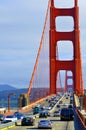 Traffic over the Golden Gate Bridge in San Francisco, CA Royalty Free Stock Photo