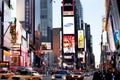 Traffic, people and advertising signs at Times Square Royalty Free Stock Photo