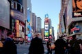 Traffic, people and advertising signs at Times Square in New York City Royalty Free Stock Photo