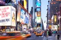 Traffic, people and advertising signs at Times Square in New York City Royalty Free Stock Photo