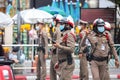 Traffic Police facilitate traffic between `Car Mob` Protest.