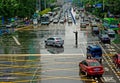 Traffic police on a rainy day