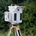 Traffic police speed camera standing on a highway in Russia close up Royalty Free Stock Photo