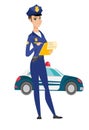 Traffic police woman writing fine bill. Royalty Free Stock Photo