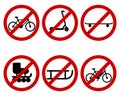 Traffic prohibition sign for various sports