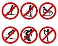 Traffic prohibition sign for various sports