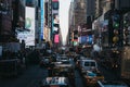 Traffic queuing in Times Square in Midtown Manhattan, New York, USA. Royalty Free Stock Photo