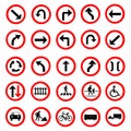 Traffic red road sign collection