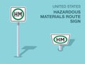 Isolated United States hazardous materials route sign. Front and top view. Royalty Free Stock Photo