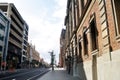 Traffic road and Australian people walking besign road