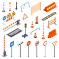 Traffic Road Barriers Icons Set