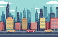 Traffic Road in City Building with Cityscape Flat Design Illustration