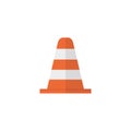 Traffic road cone color flat icon, vector