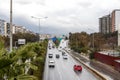 The traffic road in front of Bolge, Bornova in Izmir Turkey. A view from the overpass at the Bolge Metro Station in Izmir.
