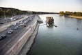 Traffic road and Hungarians people driver driving vehicle car on road riverside of Danube river at buda city on September 22, 2019