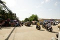 Traffic road and people visit and walking at Rong Kluea Market