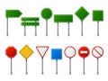 Traffic road realistic signs. Signage signal warning sign stop danger caution speed highway empty parking street board