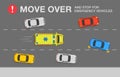 Traffic or road rules. Move over and stop for emergency vehicles. Police, fire truck or ambulance. Royalty Free Stock Photo