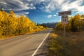 Traffic Road Sign in Alberta Rocky Mountain Foothills Royalty Free Stock Photo