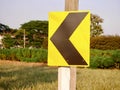 traffic road signs, Caution yellow road signs arrows Royalty Free Stock Photo