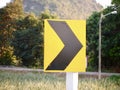 traffic road signs, Caution yellow road signs arrows