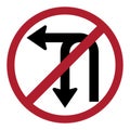 Traffic Signs,Regulatory signs,No Left Turn nor U turn Royalty Free Stock Photo