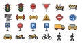Traffic and Road Signs Vector Icon Set Royalty Free Stock Photo