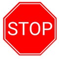 Stop sign or stop symbol with white background.