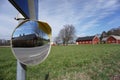 Traffic safety mirror Royalty Free Stock Photo