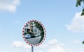 Traffic safety mirror Royalty Free Stock Photo