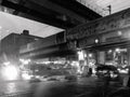 Traffic scene at night in Rizal Avenue on a black and white tone