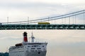 Traffic: ship, car and bridge Royalty Free Stock Photo