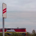 Traffic sign approaching the railroad crossing Royalty Free Stock Photo